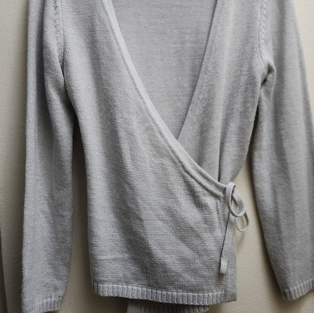 Chico's Soft Gray Open Cardigan